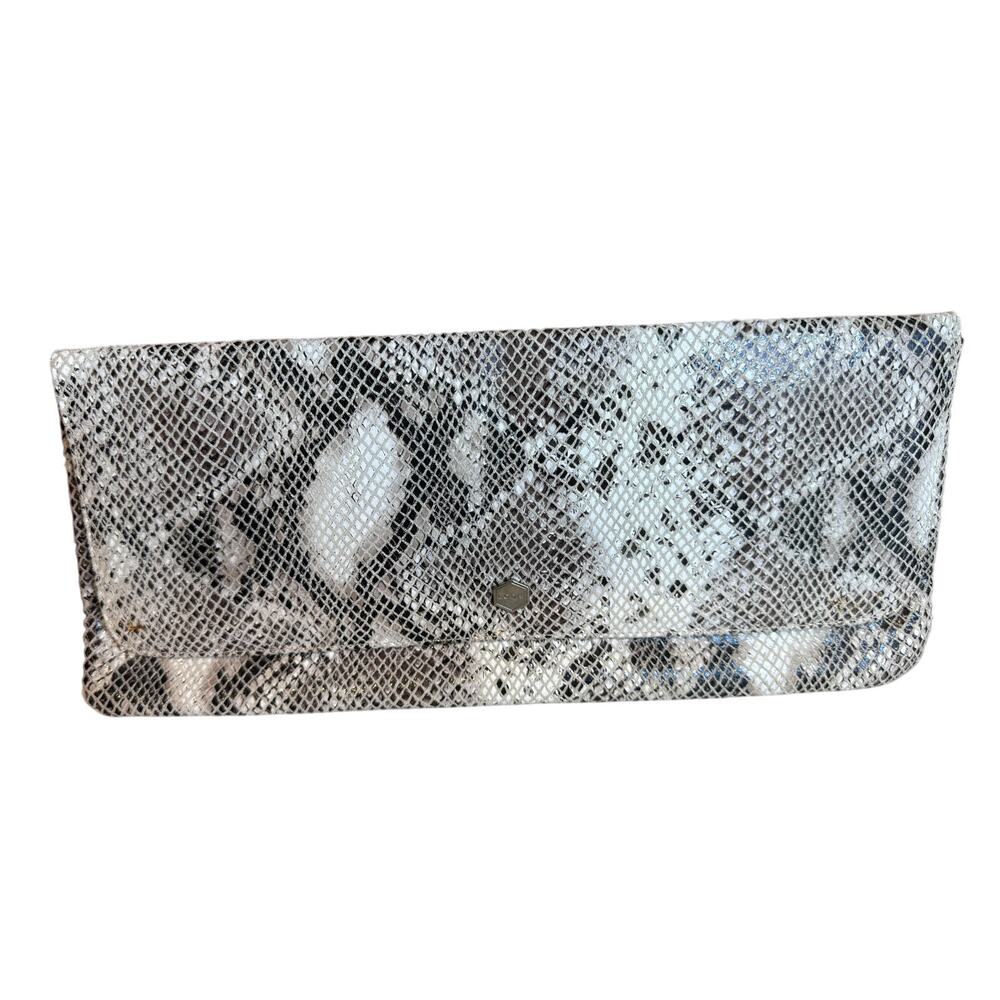 LODIS Veronica Foldover Large Clutch Bag Serpentine Python Print *Glue spots